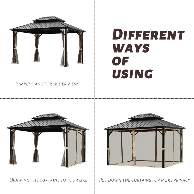 Zenova 12 Ft. W x 10 Ft. D Aluminum Grill Gazebo & Reviews Wayfair